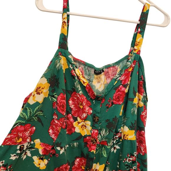 Torrid Green Sweetheart Boho Fit And Flare Rayon Slub Lace-Up Back Tank Top 4X - Picture 7 of 12